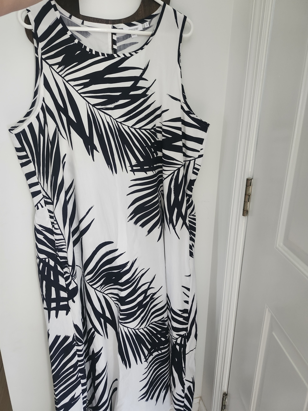 Chico's Black and White Palm-Print Maxi Dress
